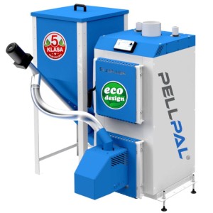 Kocioł c.o. PELLPAL z palnikiem na pellet drzewny 12kW do150m2 Lic. DOMER PLESZEW podwyższony standard 20mg/m3 stal 5mm P265GH A+ 5 klasa / Ecodesign