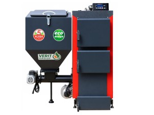 Kocioł c.o. 20kW do 200 m2 KG Verit z podajnikiem ślimakowym na ekogroszek atest 5 klasa i Ecodesign  piec kotły producent Pleszew na groszek energetyczny