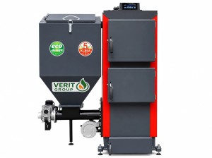 Kocioł c.o. 25kW do 250 m2 KG Verit z podajnikiem ślimakowym na ekogroszek atest 5 klasa i Ecodesign  piec kotły producent Pleszew na groszek energetyczny