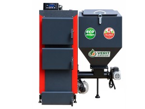 Kocioł c.o. 20kW do 200 m2 KG Verit z podajnikiem ślimakowym na ekogroszek atest 5 klasa i Ecodesign  piec kotły producent Pleszew na groszek energetyczny