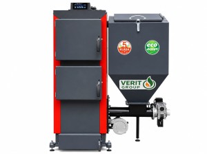 Kocioł c.o. 35kW do 350 m2 KG Verit z podajnikiem ślimakowym na ekogroszek atest 5 klasa i Ecodesign  piec kotły producent Pleszew na groszek energetyczny